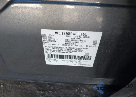 2021 Lincoln Nautilus Reserve z USA, uszkodzony, nr VIN 2LMPJ6K97MBL04280